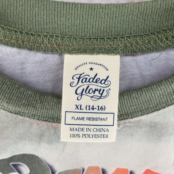 Dinosaur Faded Glory Fire Resistant PJ Pajama Shirt Short Sleeve Top Sz XL 14/16 - Picture 3 of 5